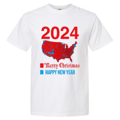 2024 Accurate Election Map Merry Christmas Happy New Year Garment-Dyed Heavyweight T-Shirt