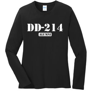 214 Alumni Funny Text Ladies Long Sleeve Shirt