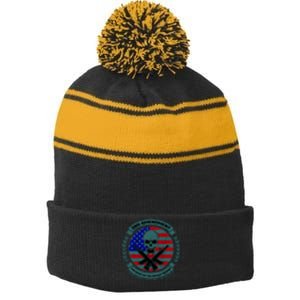 2nd Amendment Front And Back Design Stripe Pom Pom Beanie