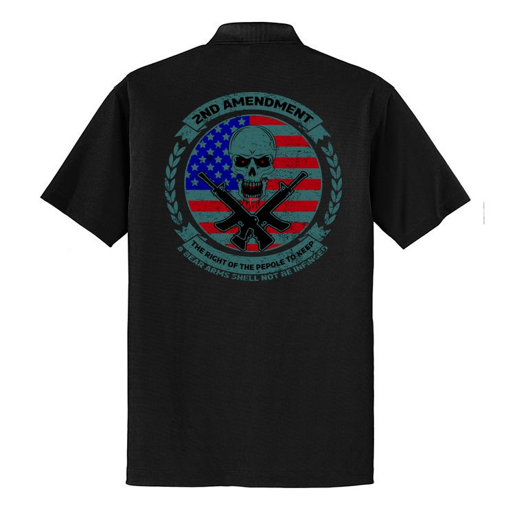 2nd Amendment Front And Back Design Dry Zone Grid Polo
