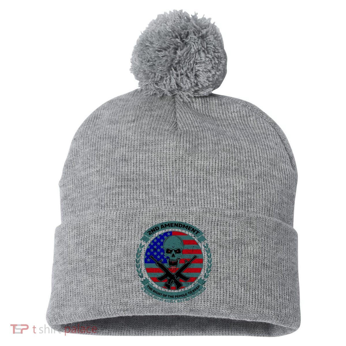 2nd Amendment Front And Back Design Pom Pom 12in Knit Beanie