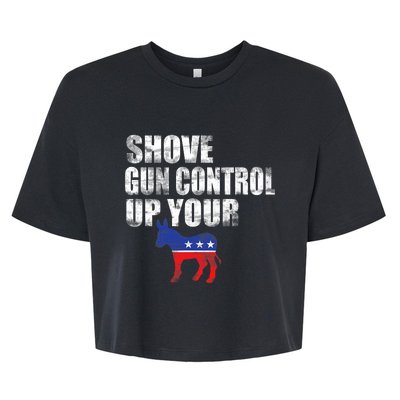 2nd Amendment Firearm Gun Funny Shove Gun Control Up Bella+Canvas Jersey Crop Tee