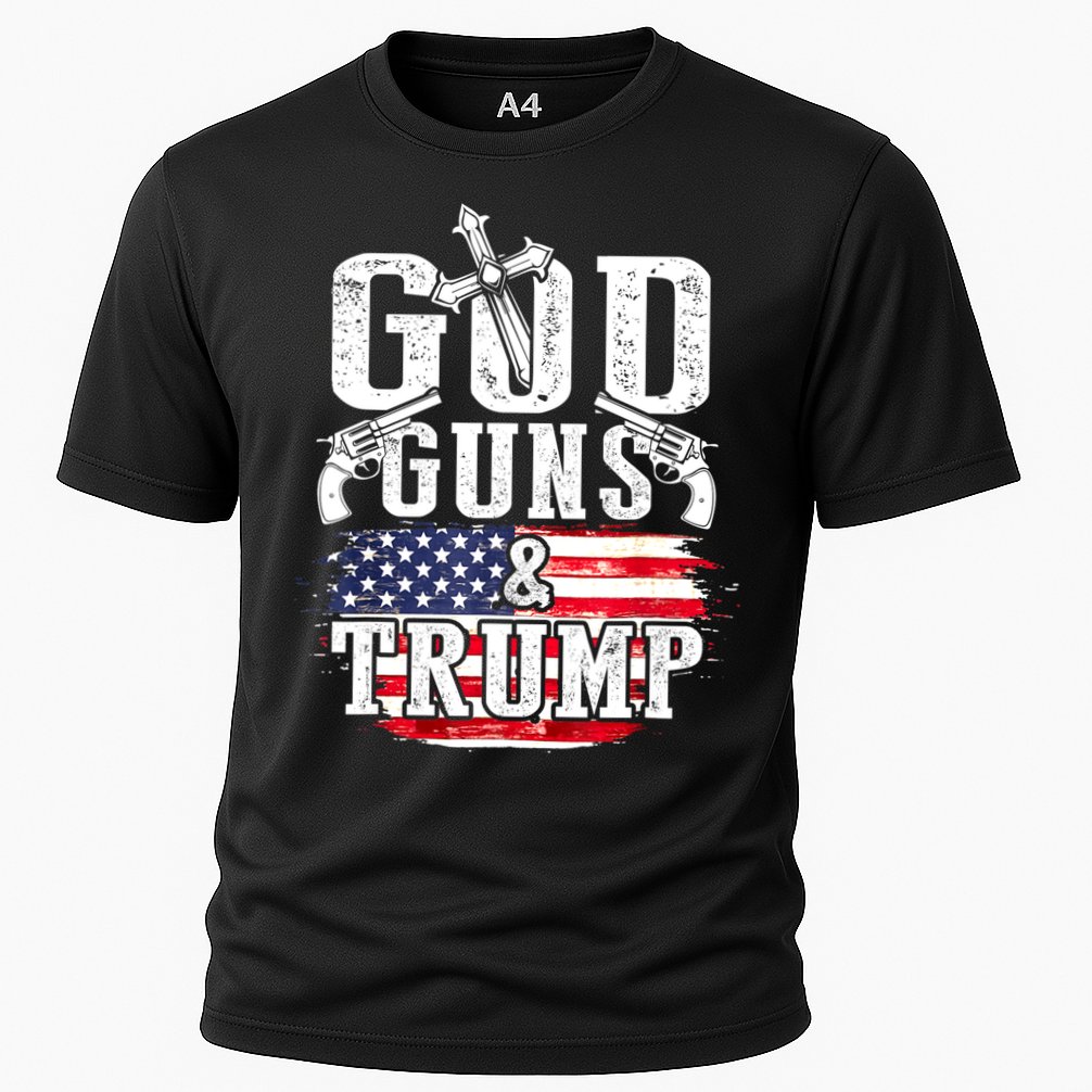 2nd Amendment God Guns And Trump Cooling Performance Crew T-Shirt