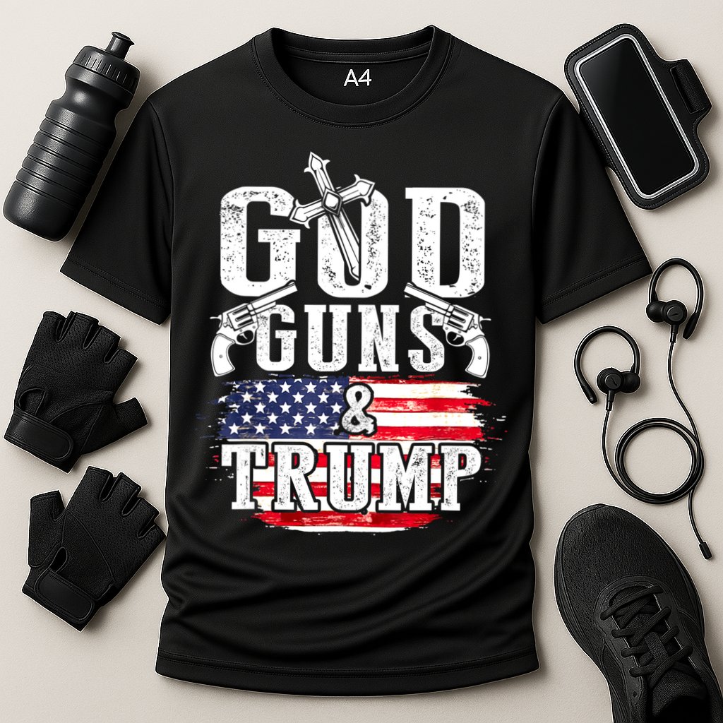 2nd Amendment God Guns And Trump Cooling Performance Crew T-Shirt