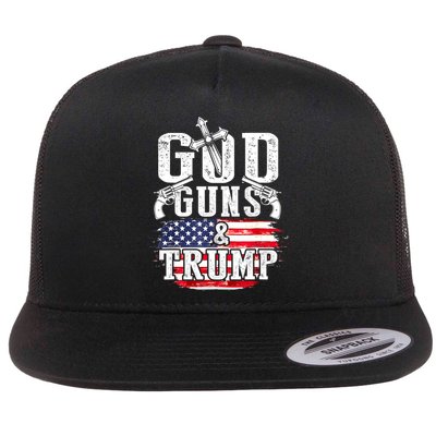 2nd Amendment God Guns And Trump Flat Bill Trucker Hat