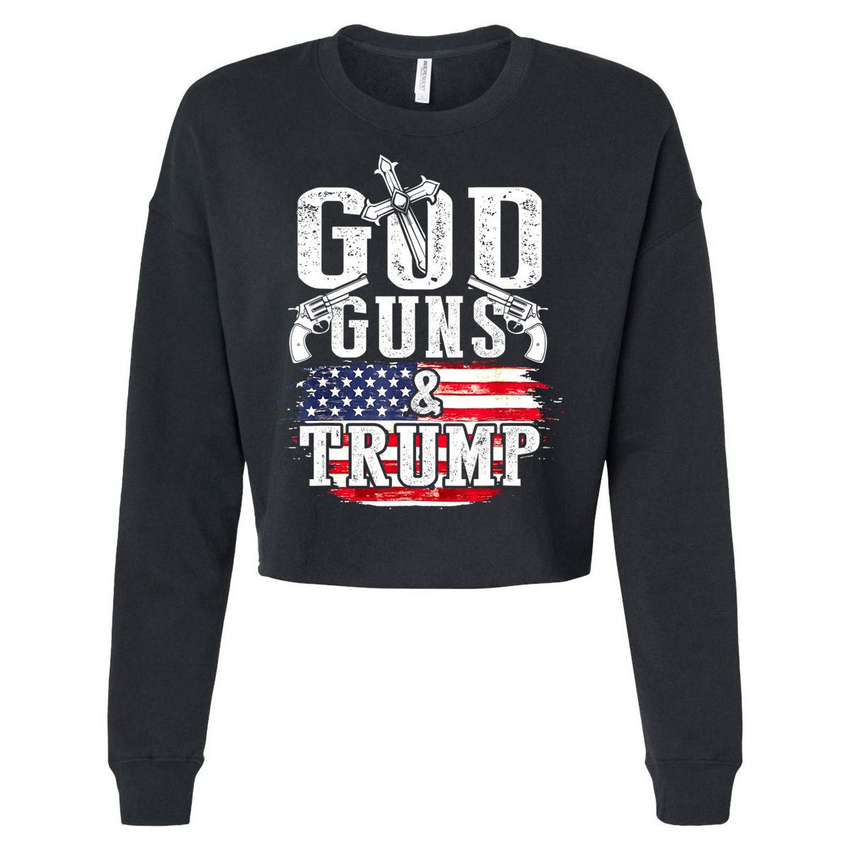 2nd Amendment God Guns And Trump Cropped Pullover Crew