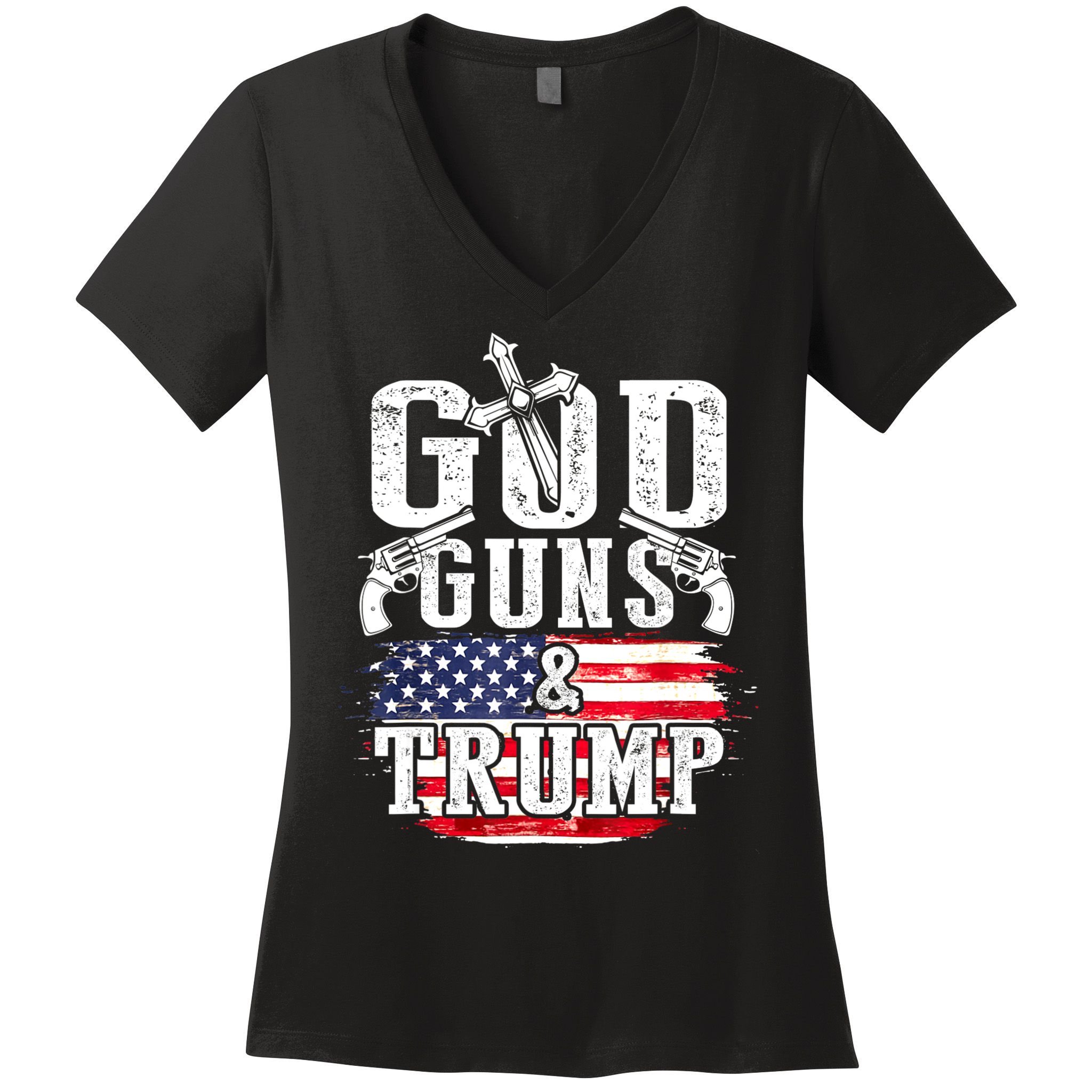 2nd Amendment God Guns And Trump Women's V-Neck T-Shirt