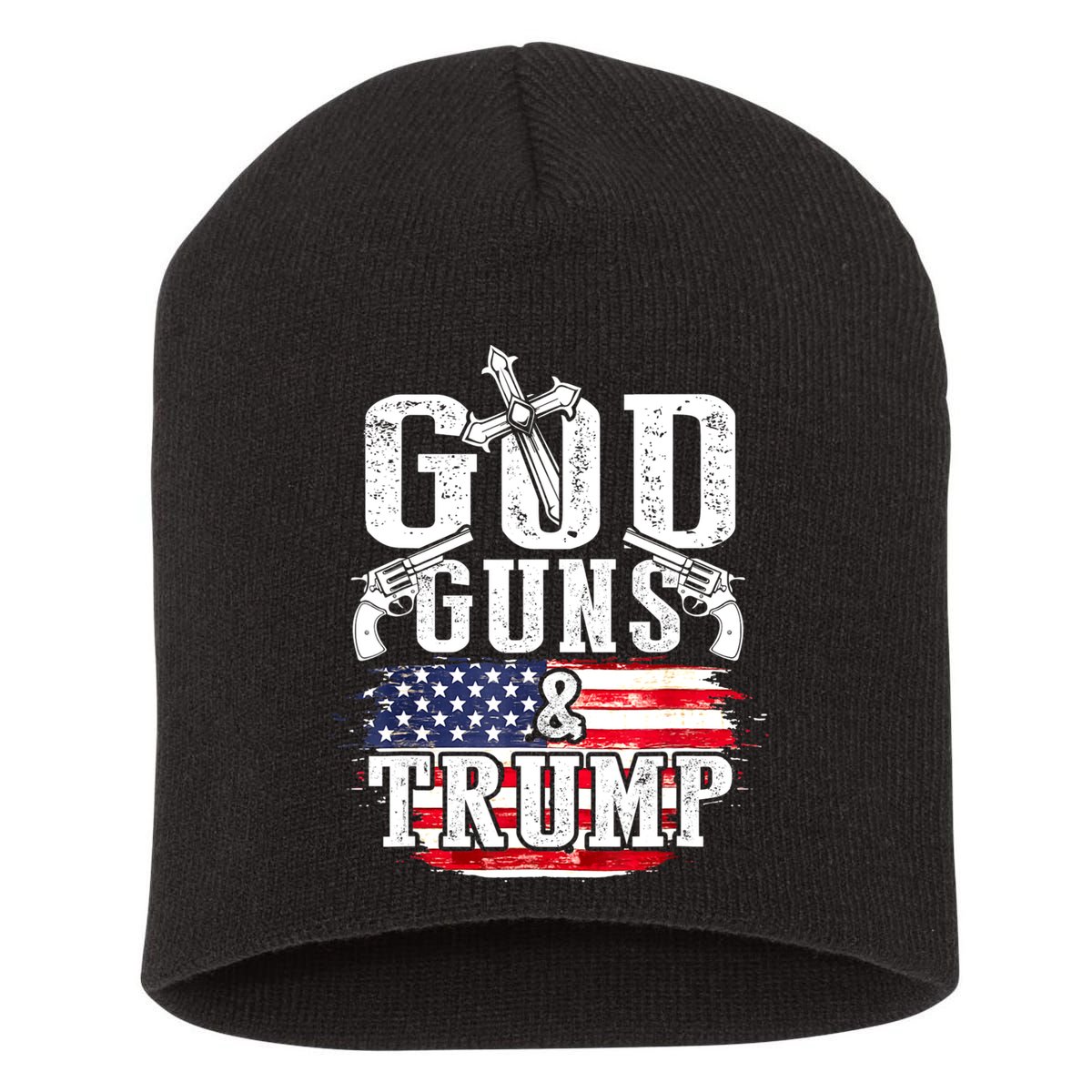 2nd Amendment God Guns And Trump Short Acrylic Beanie
