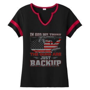 2nd Adt In God We Trust The Guns Are Backup Gift Ladies Halftime Notch Neck Tee