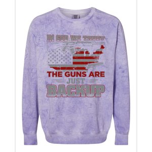 2nd Adt In God We Trust The Guns Are Backup Gift Colorblast Crewneck Sweatshirt