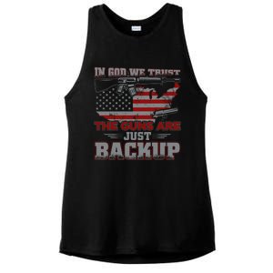 2nd Adt In God We Trust The Guns Are Backup Gift Ladies PosiCharge Tri-Blend Wicking Tank