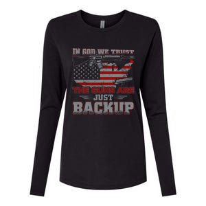 2nd Adt In God We Trust The Guns Are Backup Gift Womens Cotton Relaxed Long Sleeve T-Shirt