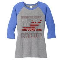 2nd Adt In God We Trust The Guns Are Backup Gift Women's Tri-Blend 3/4-Sleeve Raglan Shirt