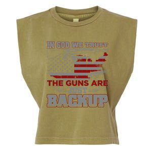 2nd Adt In God We Trust The Guns Are Backup Gift Garment-Dyed Women's Muscle Tee