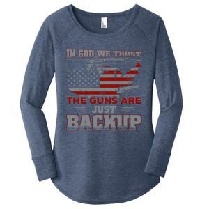 2nd Adt In God We Trust The Guns Are Backup Gift Women's Perfect Tri Tunic Long Sleeve Shirt