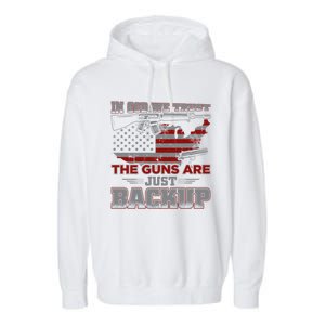 2nd Adt In God We Trust The Guns Are Backup Gift Garment-Dyed Fleece Hoodie