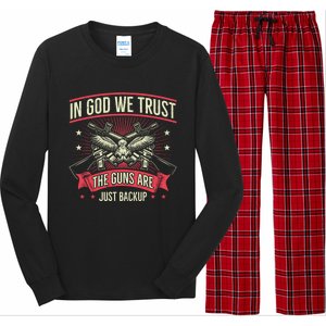 2nd Adt In God We Trust The Guns Are Backup Gift Long Sleeve Pajama Set