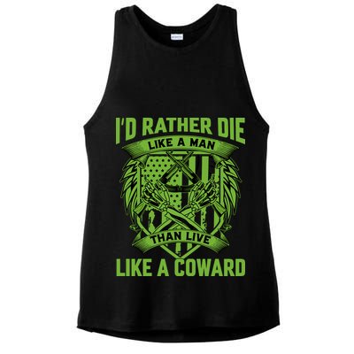 2nd Amendment I'd Rather Die Like A Man Than Live Like A Coward Ladies PosiCharge Tri-Blend Wicking Tank