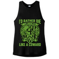 2nd Amendment I'd Rather Die Like A Man Than Live Like A Coward Ladies PosiCharge Tri-Blend Wicking Tank
