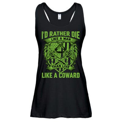 2nd Amendment I'd Rather Die Like A Man Than Live Like A Coward Ladies Essential Flowy Tank