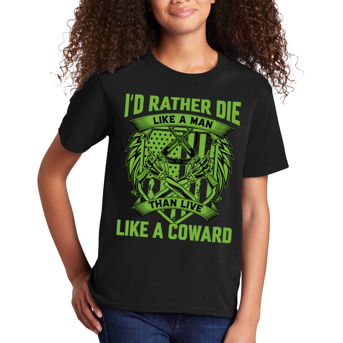 2nd Amendment I'd Rather Die Like A Man Than Live Like A Coward Kids T-Shirt
