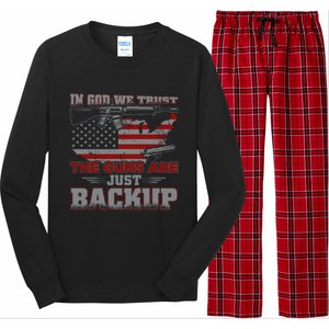 2nd Adt In God We Trust The Guns Are Backup Gift Long Sleeve Pajama Set