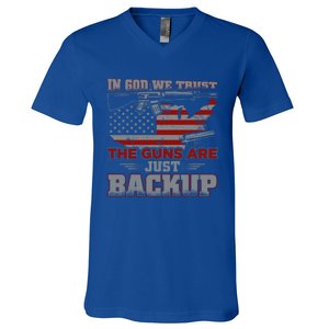 2nd Adt In God We Trust The Guns Are Backup Gift V-Neck T-Shirt