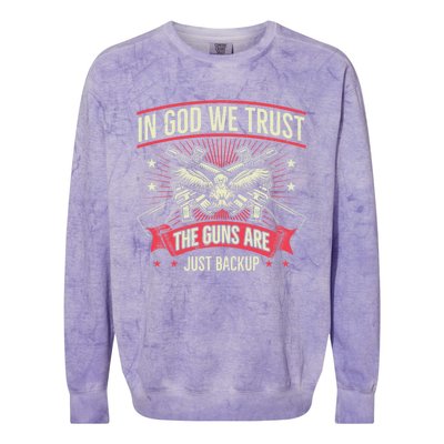 2nd Adt In God We Trust The Guns Are Backup Gift Colorblast Crewneck Sweatshirt