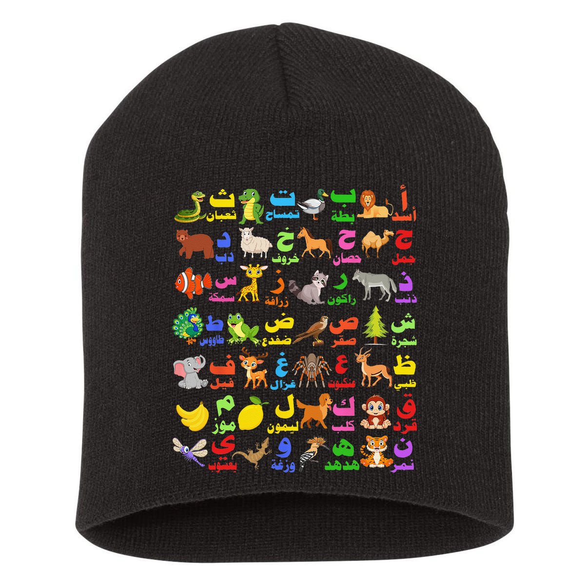 28 Arabic letters of the Arabic alphabet teacher Short Acrylic Beanie