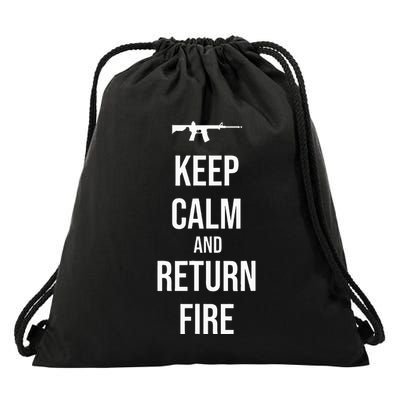 2nd Amendment Military Gun Keep Calm And Return Fire Drawstring Bag