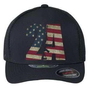 2nd Amendment Patriotic Gun Owner American Flag Rifle Flexfit Unipanel Trucker Cap