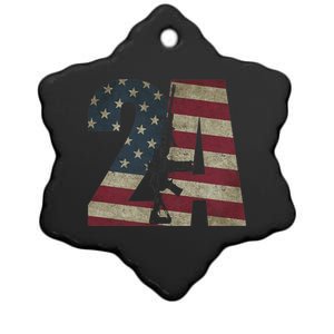 2nd Amendment Patriotic Gun Owner American Flag Rifle Ceramic Star Ornament