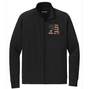 2nd Amendment Patriotic Gun Owner American Flag Rifle Stretch Full-Zip Cadet Jacket