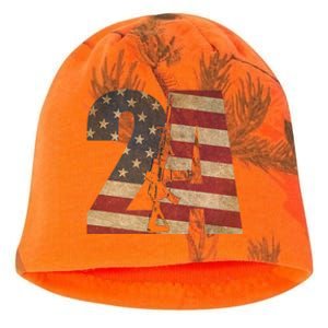 2nd Amendment Patriotic Gun Owner American Flag Rifle Kati - Camo Knit Beanie