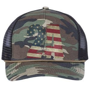 2nd Amendment Patriotic Gun Owner American Flag Rifle Retro Rope Trucker Hat Cap