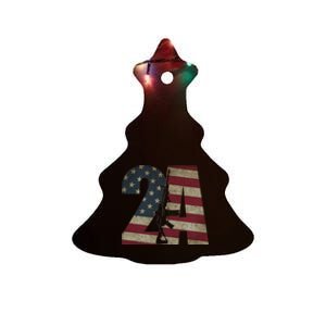 2nd Amendment Patriotic Gun Owner American Flag Rifle Ceramic Tree Ornament