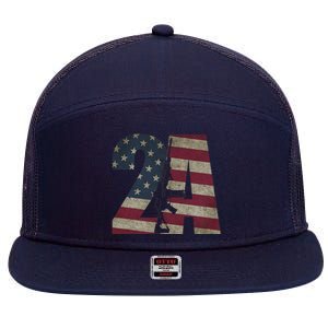 2nd Amendment Patriotic Gun Owner American Flag Rifle 7 Panel Mesh Trucker Snapback Hat