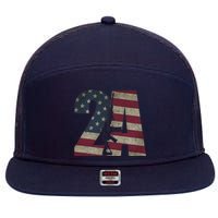 2nd Amendment Patriotic Gun Owner American Flag Rifle 7 Panel Mesh Trucker Snapback Hat