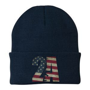 2nd Amendment Patriotic Gun Owner American Flag Rifle Knit Cap Winter Beanie