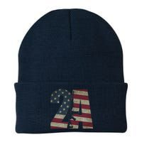 2nd Amendment Patriotic Gun Owner American Flag Rifle Knit Cap Winter Beanie