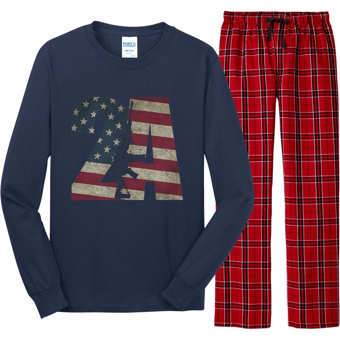 2nd Amendment Patriotic Gun Owner American Flag Rifle Long Sleeve Pajama Set