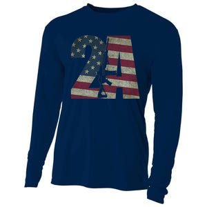 2nd Amendment Patriotic Gun Owner American Flag Rifle Cooling Performance Long Sleeve Crew