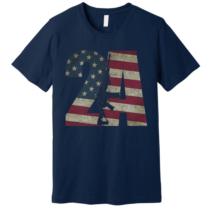 2nd Amendment Patriotic Gun Owner American Flag Rifle Premium T-Shirt