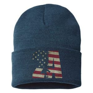 2nd Amendment Patriotic Gun Owner American Flag Rifle Sustainable Knit Beanie