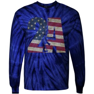 2nd Amendment Patriotic Gun Owner American Flag Rifle Tie-Dye Long Sleeve Shirt