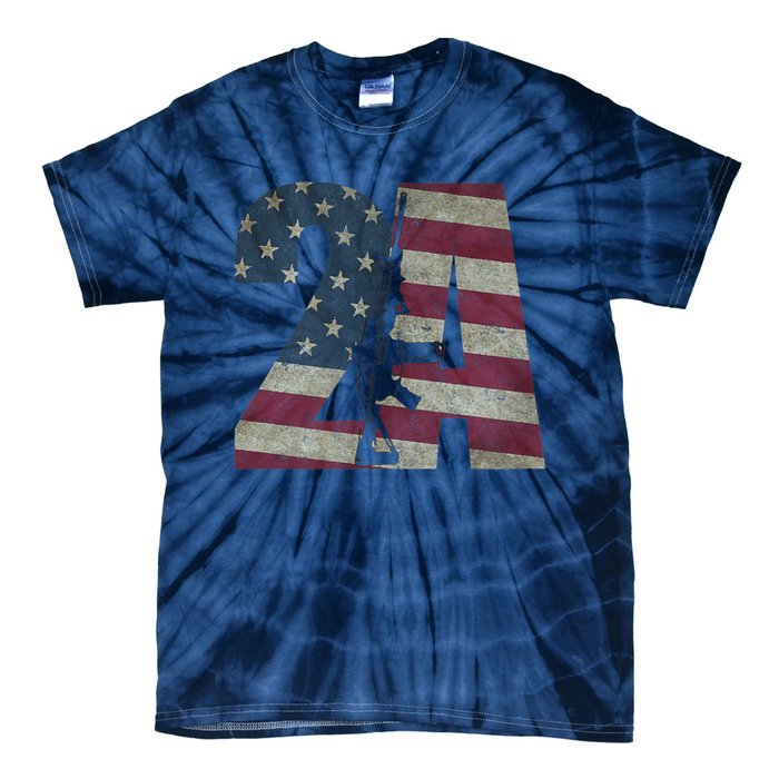 2nd Amendment Patriotic Gun Owner American Flag Rifle Tie-Dye T-Shirt