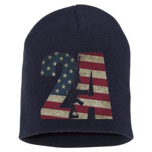 2nd Amendment Patriotic Gun Owner American Flag Rifle Short Acrylic Beanie