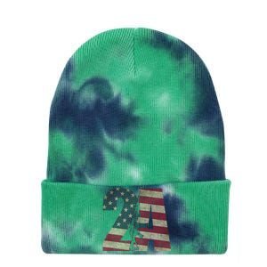 2nd Amendment Patriotic Gun Owner American Flag Rifle Tie Dye 12in Knit Beanie