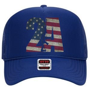 2nd Amendment Patriotic Gun Owner American Flag Rifle High Crown Mesh Back Trucker Hat