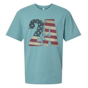 2nd Amendment Patriotic Gun Owner American Flag Rifle Sueded Cloud Jersey T-Shirt